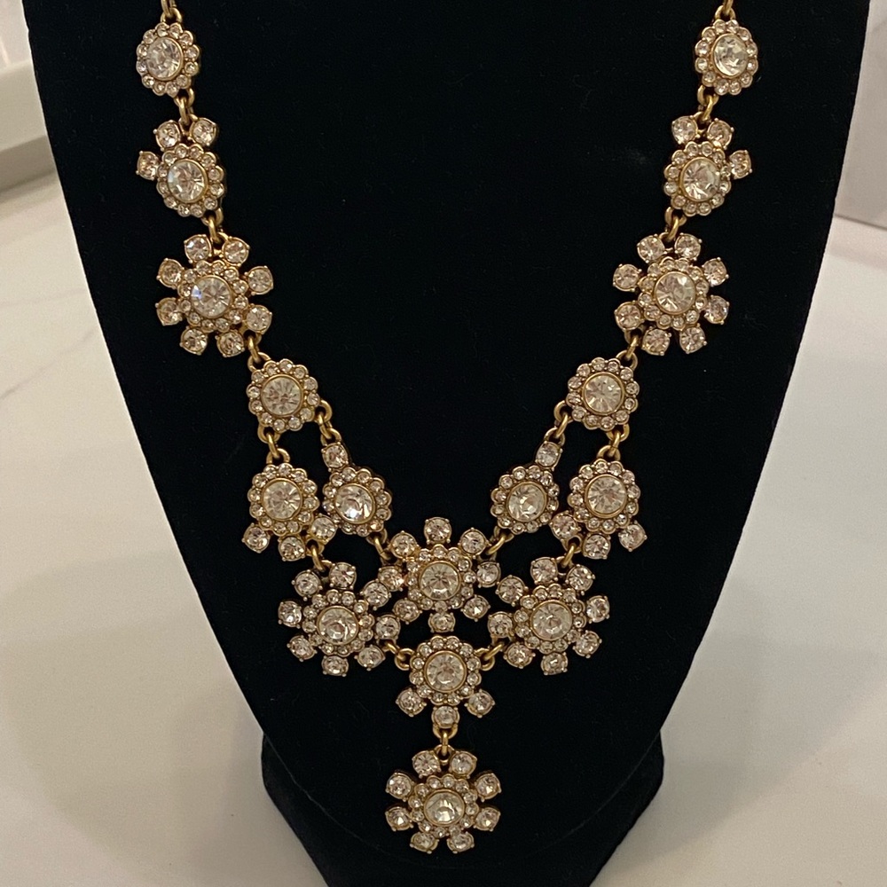 J. Crew crystal floral statement necklace